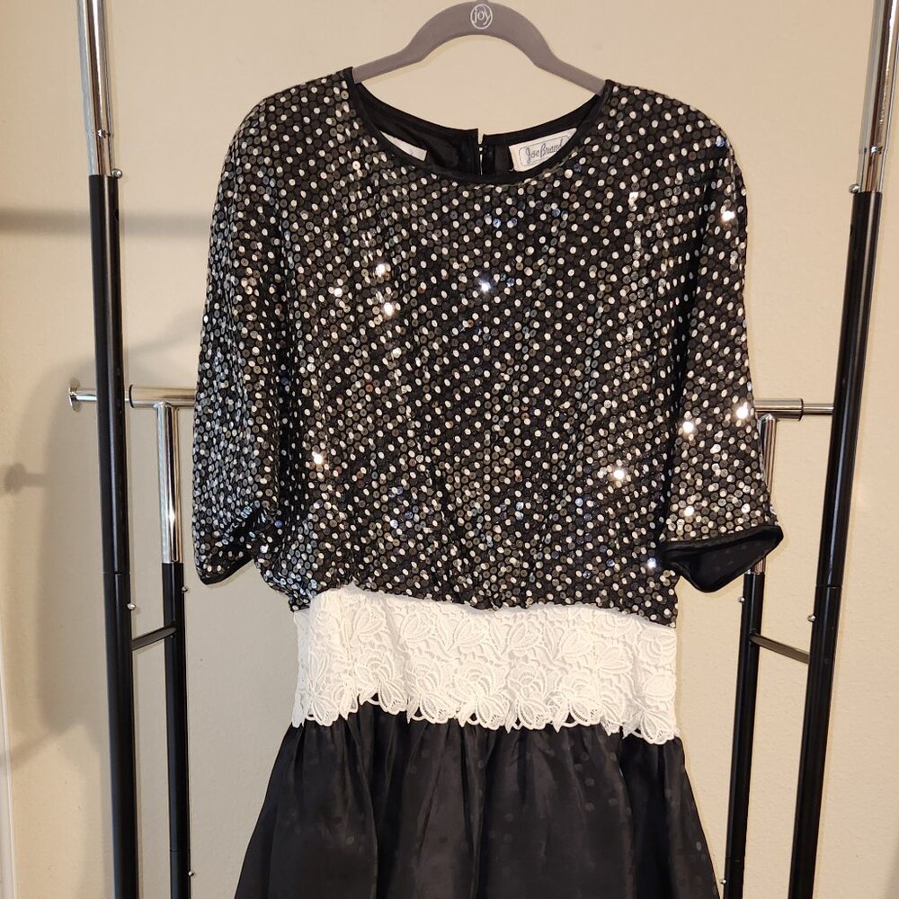 Lian Carlo Black & White Evening Dress